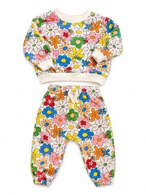 Old Navy Floral Bug Matching Set 12-18 Months Sweatshirt Joggers EUC